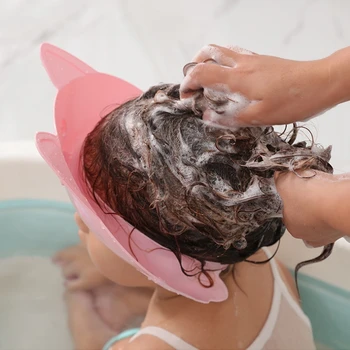 Шапочка для детского шампуня Регулируемая детская шапочка для душа Водонепроницаемый козырек для детской ванны Милая шапочка для мытья волос для защиты глаз
