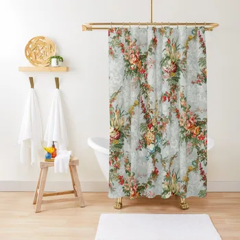 Элегантная винтажная занавеска для душа в стиле ретро 1800-х годов с красочным цветочным узором, водонепроницаемые занавески для душа