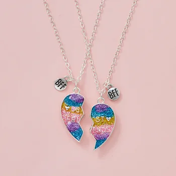 Элегантное Магнитное ожерелье градиентного цвета для женщин, Подвеска в виде сердца, сшитая своими руками, Колье для лучших друзей, изысканные ювелирные изделия