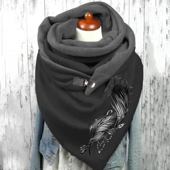 Элегантный зимний шарф, Женский винтажный шарф с принтом из перьев, шали, обертывания, Зимние теплые многоцелевые шарфы Echarpe Femme Hiver