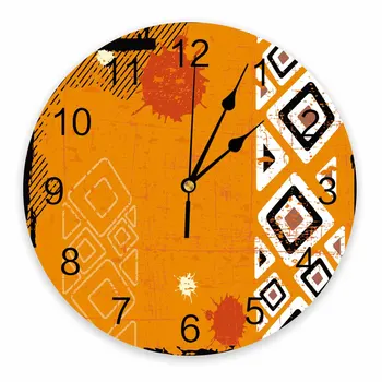 Эмблема Африки, Этнические Декоративные Круглые Настенные часы, дизайн с арабскими цифрами, Не Тикающие Настенные Часы, Большие для спальни, ванной комнаты