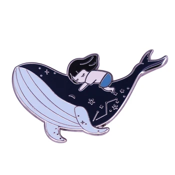 Этот красивый значок рассказывает историю кита и девушки, которые любят море и сосуществуют в этой галактике.