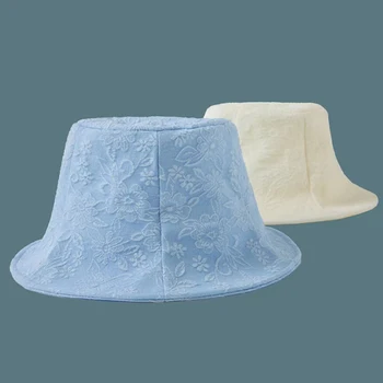 Японская дизайнерская шляпа-ведро, летняя Ретро-шляпа с цветочным тиснением, прямая повседневная кепка-козырек, женские шляпы 2022 Gorras