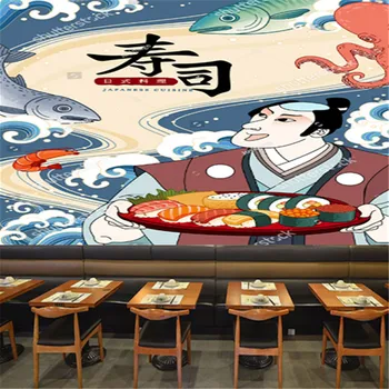 Японские Суши в стиле Укие-э Кухня Суши Промышленное оформление Обои Ресторан Кабуки Фон Обои Фреска