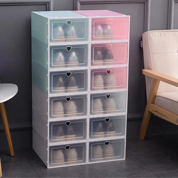 Ящик для хранения обуви с утолщенной прозрачной пластиковой заслонкой, пылезащитный выдвижной шкаф для обуви, домашний держатель-органайзер