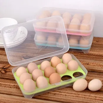 Ящик для хранения яиц с 15 сетками, Герметичный контейнер для консервирования свежих яиц, прозрачный Диспенсер для яиц с хрустящей корочкой, для холодильника, для кухни