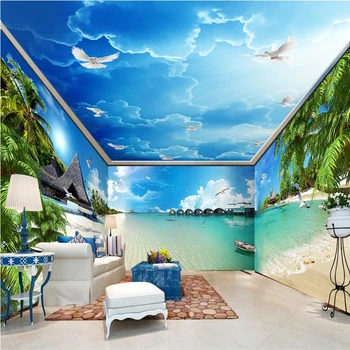 бейбехан Побережье Синего моря пляж весь дом фон настенная живопись фотообои 3d телевизор контрактный большой рулон настенной бумаги