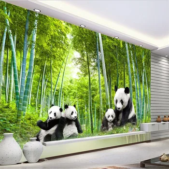 бейбеханг Изготовленный на Заказ Плакат с пандой из зеленого бамбукового леса, Фотообои для гостиной, обои для дивана, фон для телевизора