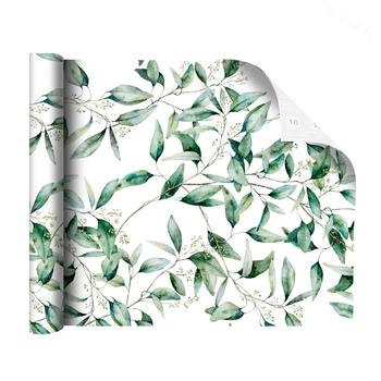 виниловые обои с зелеными листьями толщиной 10 м Самоклеящиеся контактные бумаги Съемные Водонепроницаемые Обои Ремонт мебели