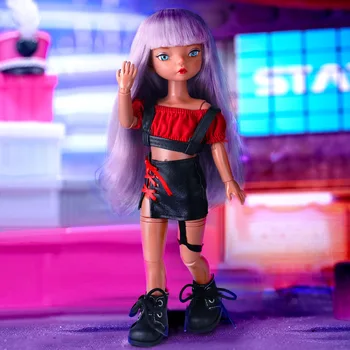 кукла Пи Шуай 6 см 30 см - Фиолетовые волосы 360 ° Шарнирная BJD Девушка Сменная кукла bjd кукла полный комплект