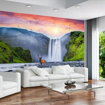 обои beibehang на заказ, большой современный минималистский пейзаж, водопад, художественная концепция, настенная роспись с богатством воды, фоновая стена