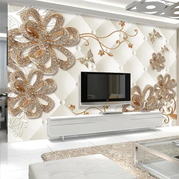 обои wellyu papel de parede на заказ в европейском стиле с объемными металлическими украшениями, усыпанными бриллиантами, фоновая стена