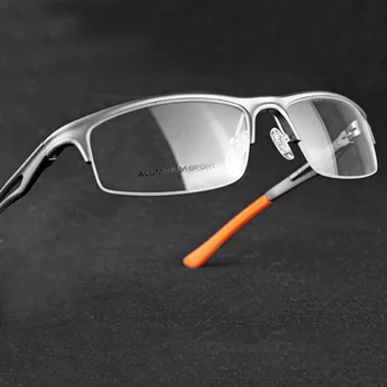 оправы для очков для мужчин с прозрачными линзами, очки для оптической близорукости, оправа для очков по рецепту, Металлическая Оправа Для очков в Полурамке, Мужские очки 