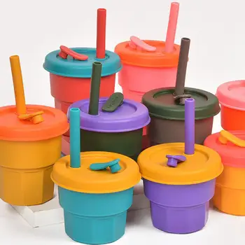 силиконовая чашка емкостью 400 мл с соломинкой, детские герметичные силиконовые кофейные кружки для детей, студентов, женщин, мужчин в подарок