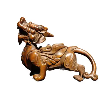 старинная китайская деревянная статуя дракона, резьба по дереву, декор комнаты в виде единорога, скульптура из самшита