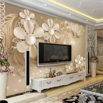 фотообои beibehang на заказ 3d простой роскошный европейский узор ювелирные изделия цветок ТВ фон настенный papel de parede 3d обои
